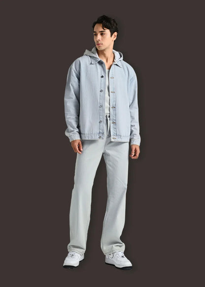 Áo Khoác Jean Phối Nón The Original 039 Xanh Dương Nhạt - YaMe.vn