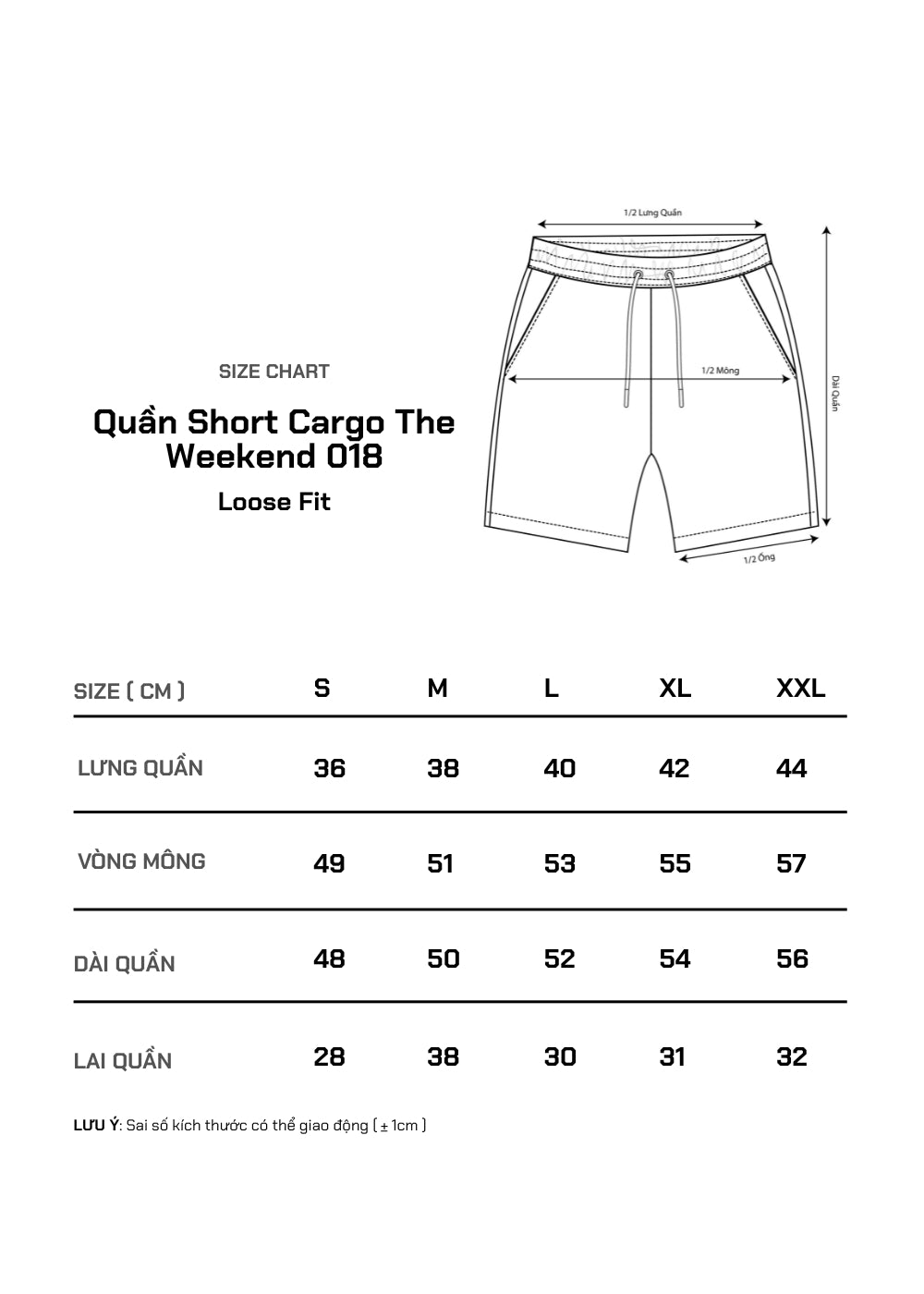 Quần Short Cargo Mềm Ít Nhăn The Weekend 018 Đen