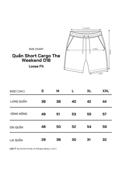 Quần Short Cargo Mềm Ít Nhăn The Weekend 018 Đen