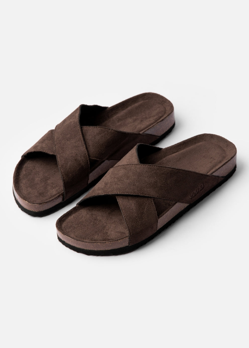 Dép Đế Trấu Two-strap Slides Vải Giả Da Mềm #Y2010 A004 Nâu Đậm