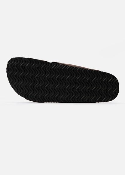 Dép Đế Trấu Two-strap Slides Vải Giả Da Mềm #Y2010 A004 Nâu Đậm