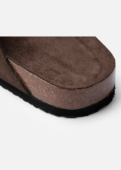 Dép Đế Trấu Two-strap Slides Vải Giả Da Mềm #Y2010 A004 Nâu Đậm