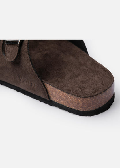 Dép Đế Trấu Multi-strap Slides Vải Giả Da Mềm #Y2010 A006 Nâu Đậm