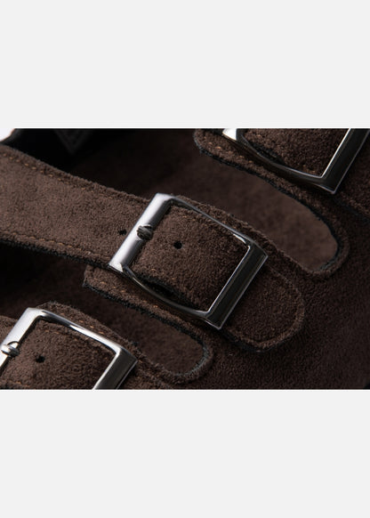 Dép Đế Trấu Multi-strap Slides Vải Giả Da Mềm #Y2010 A006 Nâu Đậm