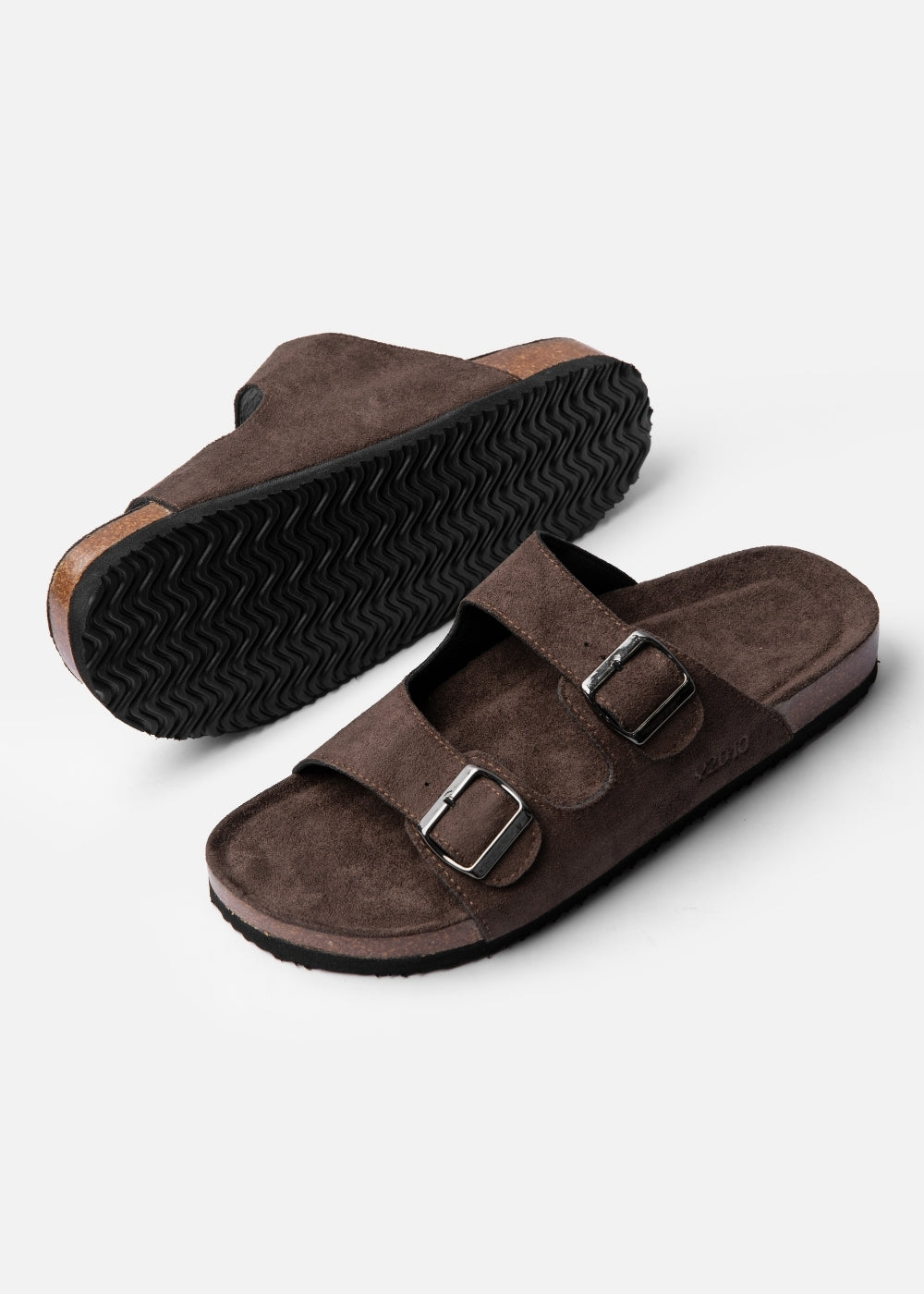 Dép Đế Trấu Two-strap Slides Vải Giả Da Mềm #Y2010 A007 Nâu Đậm