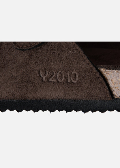 Dép Đế Trấu Two-strap Slides Vải Giả Da Mềm #Y2010 A007 Nâu Đậm