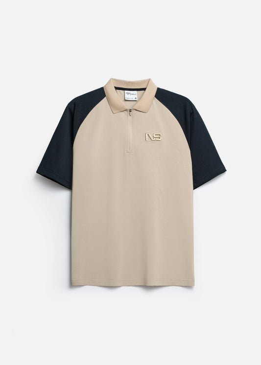 Áo Polo Raglan Pique Co Giãn No Style M218 Kem Đen