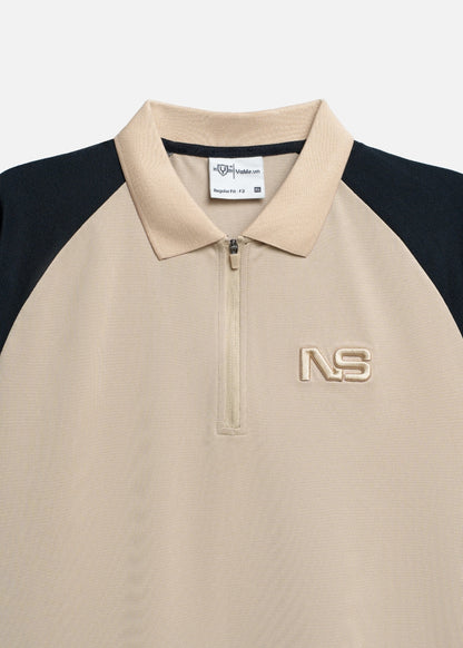 Áo Polo Raglan Pique Co Giãn No Style M218 Kem Đen
