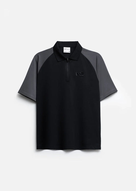 Áo Polo Raglan Pique Co Giãn No Style M218 Đen Xám - YaMe.vn