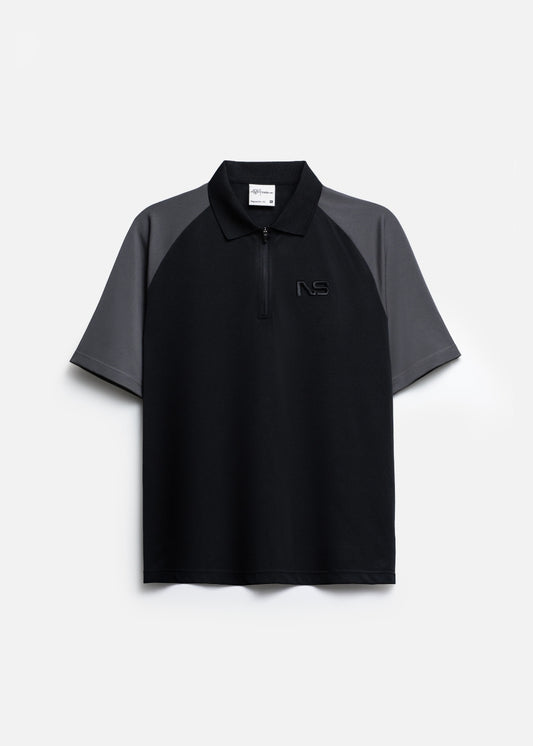 Áo Polo Raglan Pique Co Giãn No Style M218 Đen Xám