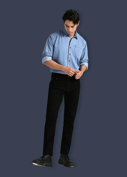 Áo Sơ Mi Jean Tay Dài Oversized The Original M051 Xanh Dương Nhạt - YaMe.vn