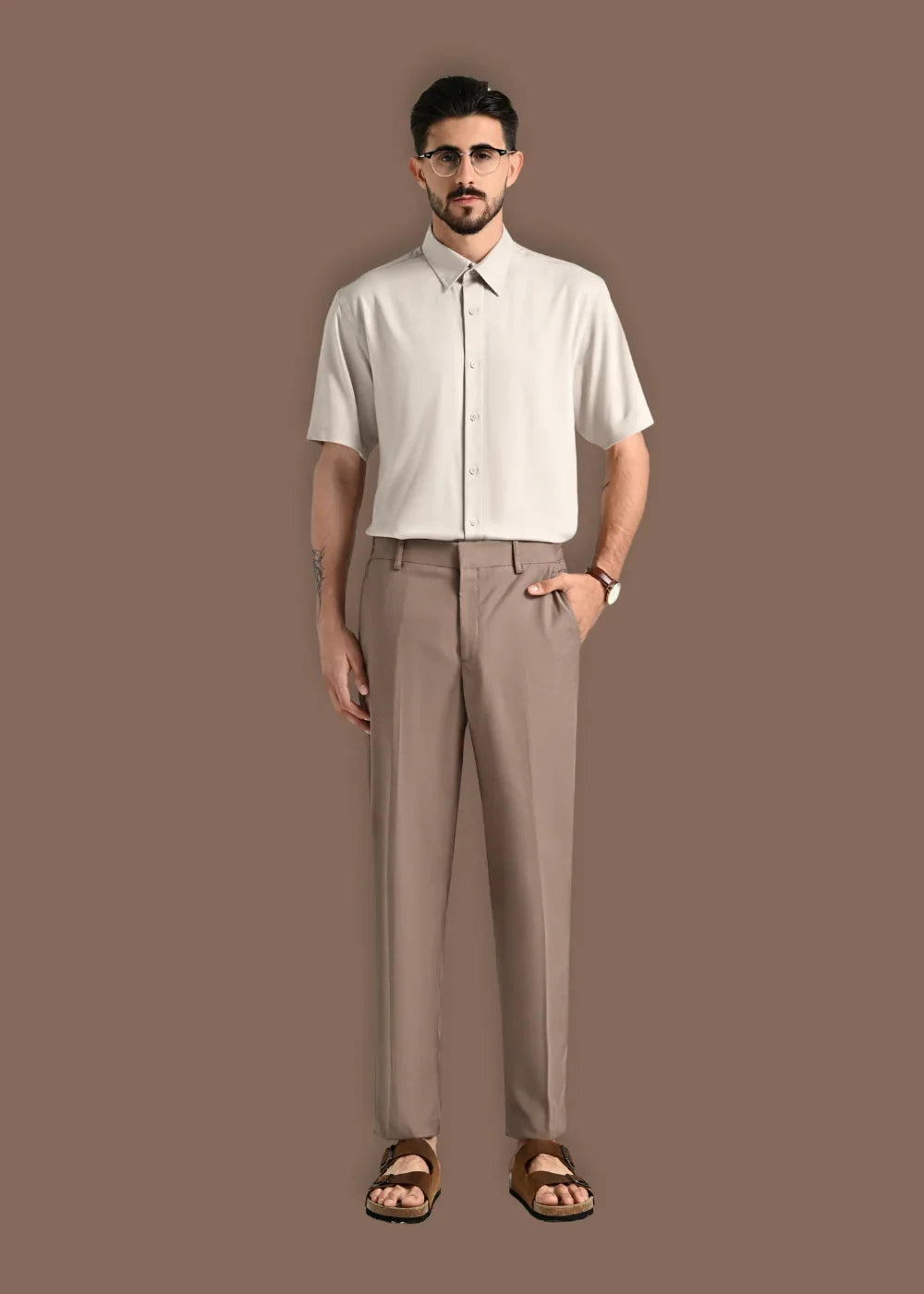 Áo Sơ Mi Tay Ngắn Vải Ngải Cứu Kháng Khuẩn The CEO 024 Be - YaMe.vn