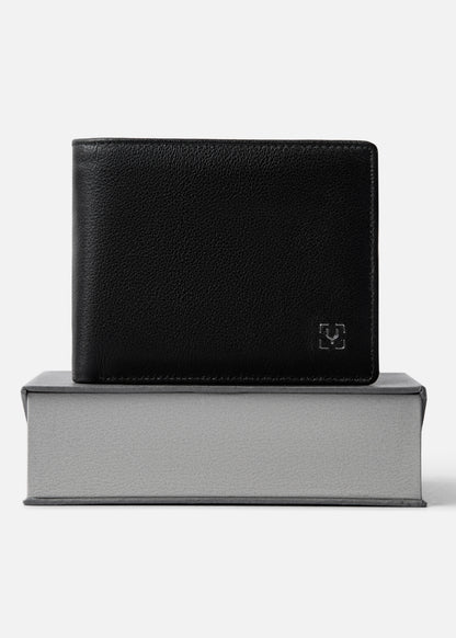 Ví Ngang Công Sở Da Ý Công Nghệ RFID Chống Trộm Tài Lộc 04 Đen
