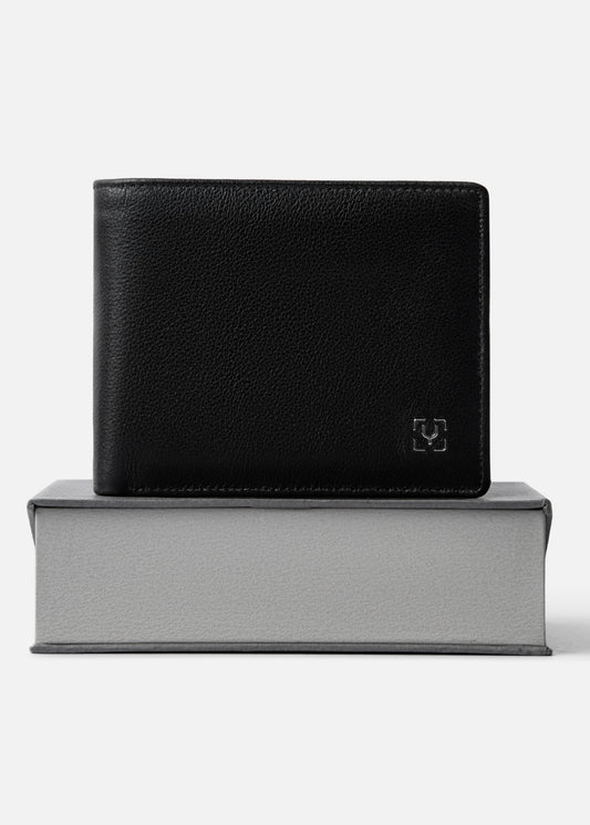 Ví Ngang Công Sở Da Ý Công Nghệ RFID Chống Trộm Tài Lộc 04 Đen