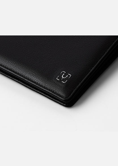 Ví Ngang Công Sở Da Ý Công Nghệ RFID Chống Trộm Tài Lộc 04 Đen