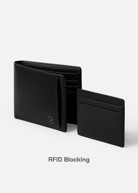 Ví Ngang Công Sở Da Ý Công Nghệ RFID Chống Trộm Tài Lộc 05 Đen