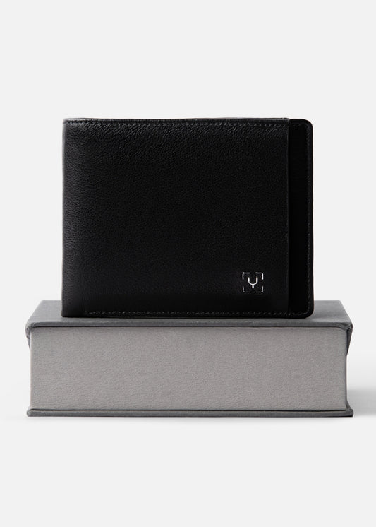 Ví Ngang Công Sở Da Ý Công Nghệ RFID Chống Trộm Tài Lộc 05 Đen