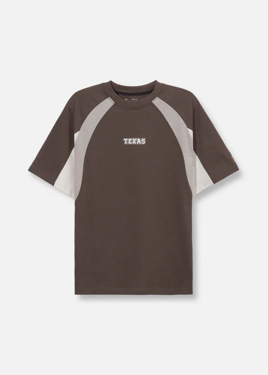 Áo Thun Tay Ngắn Cotton Phối Màu No Style M1 Nâu Đậm - YaMe.vn