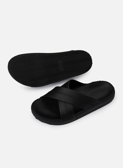 Dép Đế Cao Two-strap Slides #Y2010 02 Đen