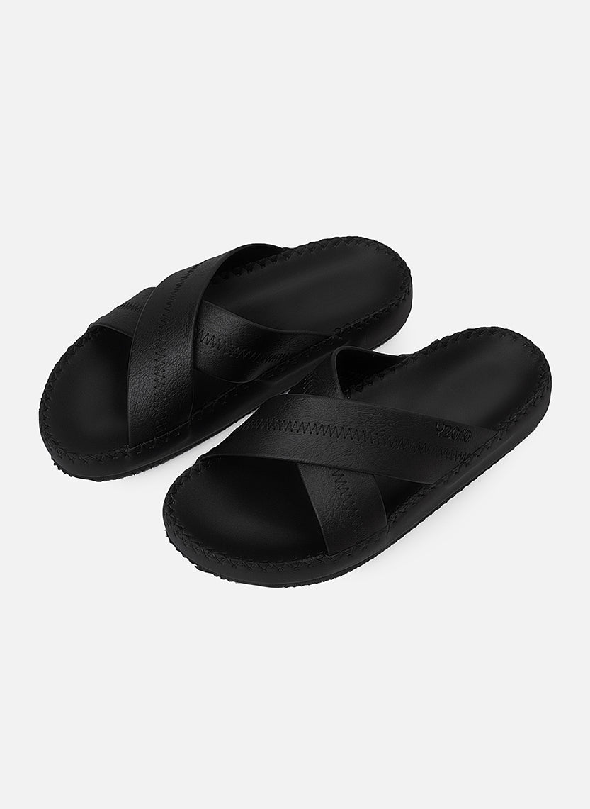 Dép Đế Cao Two-strap Slides #Y2010 02 Đen