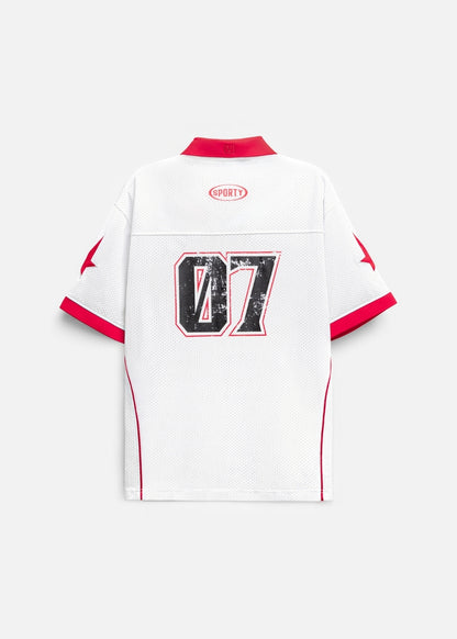 Áo Thun Jersey Táy Ngắn Vải Mesh Thoáng Mát No Style M136 Trắng