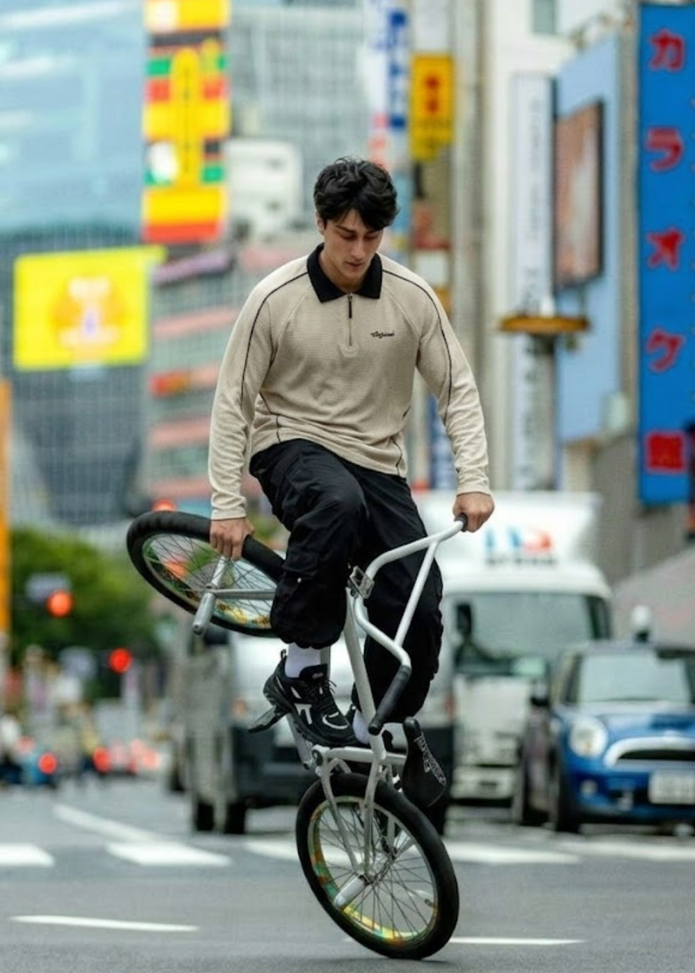 Áo Polo Tay Dài Vải Cotna Thoáng Khí The No Style 039 Màu Be Dáng Rộng Rãi F4