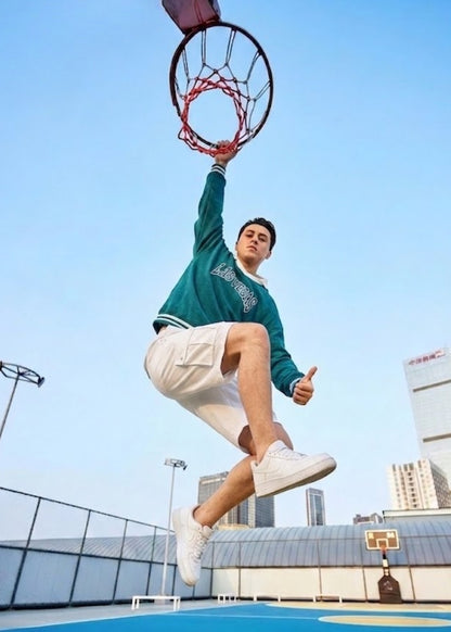 Áo Polo Sweater Cổ Chữ V Thêu LAS VEGAS The No Style 040 Màu Xanh Lá Đậm Dáng Rộng Rãi F4