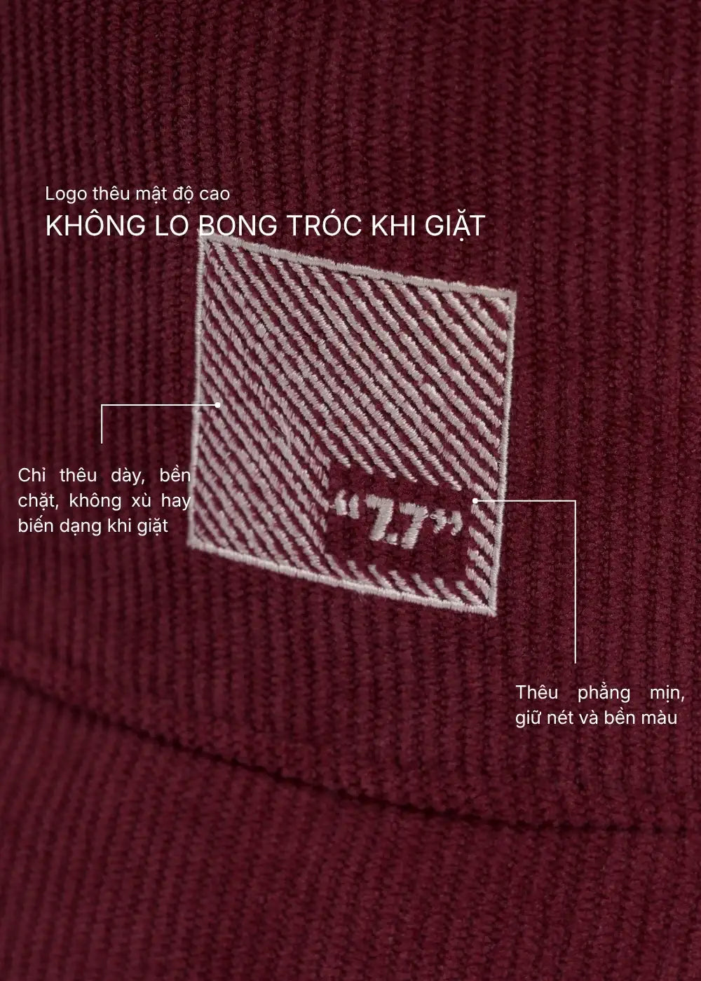 Nón Bucket Corduroy Bền Bỉ 77 048 Màu Đỏ Đậm