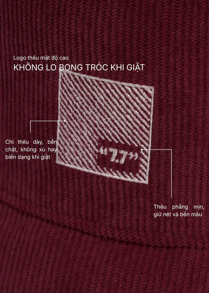 Nón Bucket Corduroy Bền Bỉ 77 048 Màu Đỏ Đậm