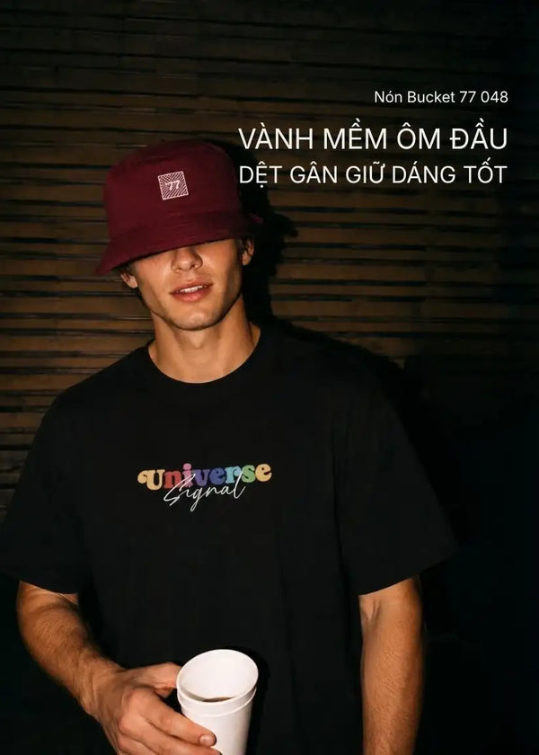 Nón Bucket Corduroy Bền Bỉ 77 048 Đỏ Đậm