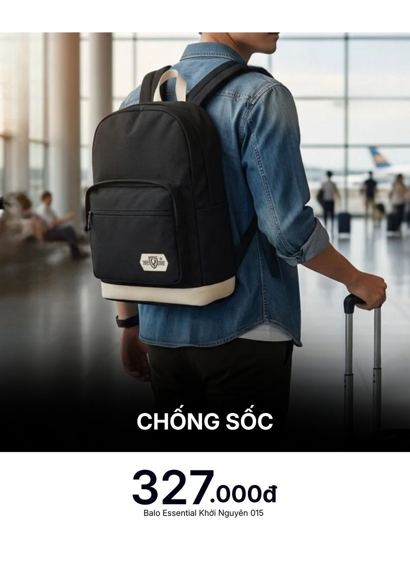 Balo Essential Chống Sốc Khởi Nguyên 015 Màu Đen