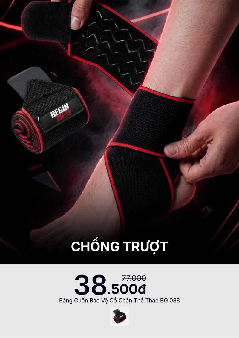 Băng Cuốn Bảo Vệ Cổ Chân Thể Thao Chống Trượt BG 088 Màu Đen Đỏ