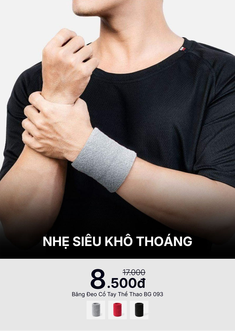 Băng Đeo Cổ Tay Thể Thao Nhẹ Siêu Khô Thoáng BG 093 Màu Xám