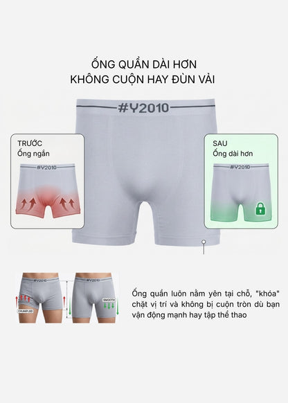 Quần Lót Boxer Dài Seamless FlexFit™ Dệt Khối Không Hằn Da Beginner 082 Màu Xám Nhạt