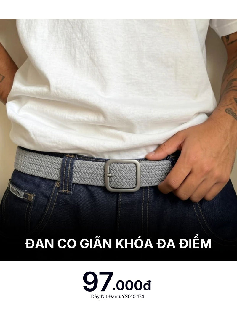 Dây Nịt Đan Co Giãn Khóa Đa Điểm #Y2010 174 Màu Xám