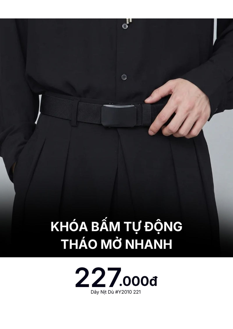 Dây Nịt Vải Dù Chắc Chắn, Khóa Bấm Tự Động Tháo Mở Nhanh #Y2010 221 Màu Đen
