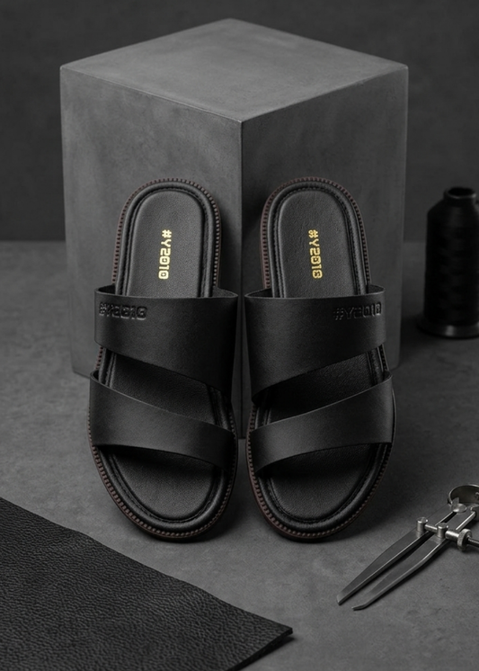 Dép Đế Thấp Two-strap Slides #Y2010 035 Đen