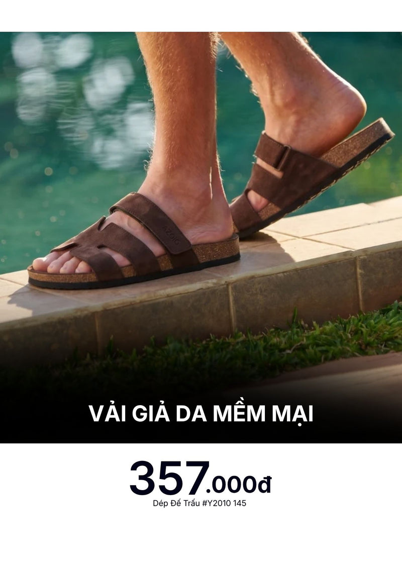 Dép Đế Trấu Multi-strap Slides Vải Giả Da Mềm #Y2010 145 Màu Nâu