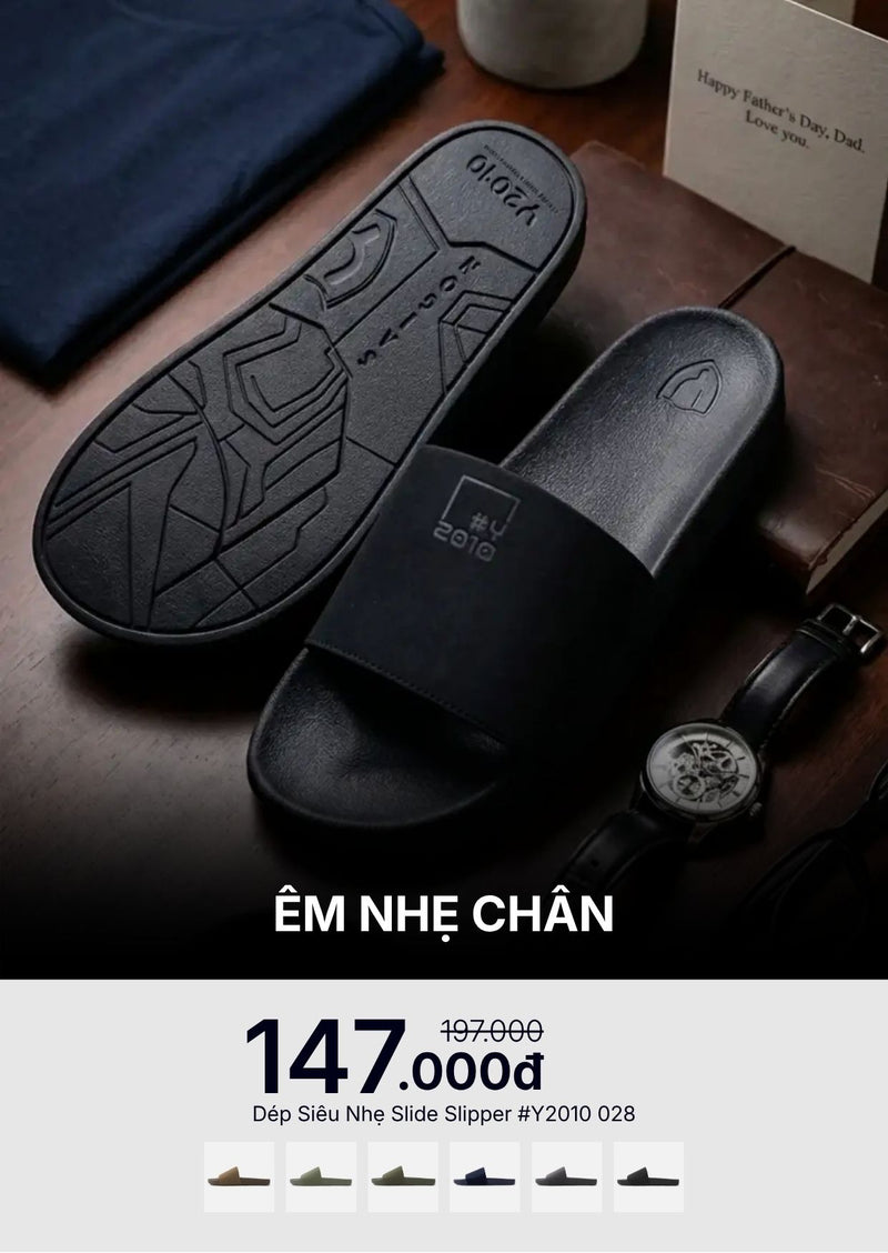 Dép Siêu Nhẹ Slide Slipper #Y2010 028 Màu Xám Đậm