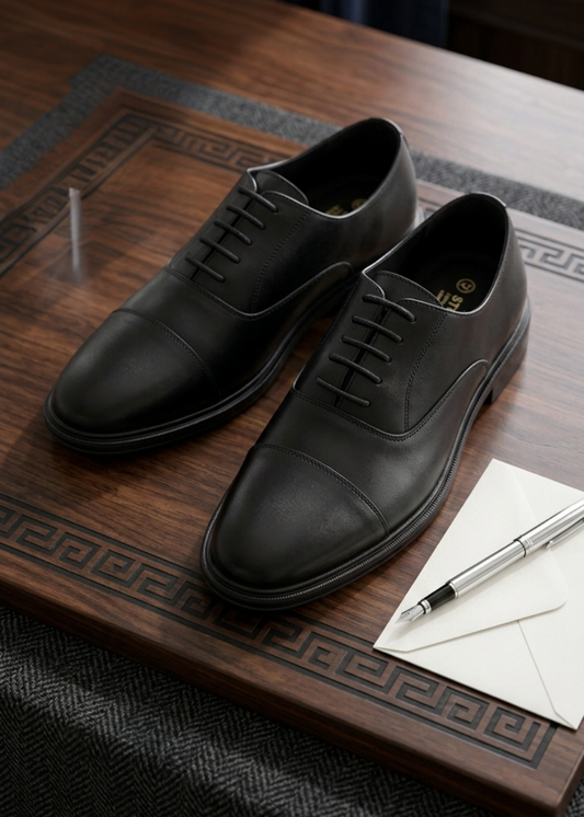 Giày Tây Oxford Real Leather 007 Đen