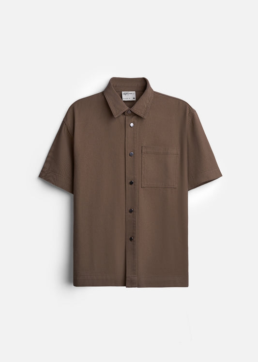 Áo Sơ Mi Tay Ngắn DurableTex™ Bền Bỉ Boxy Shape Multi Color Jean 003 Nâu Đậm