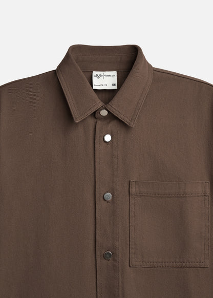 Áo Sơ Mi Tay Ngắn DurableTex™ Bền Bỉ Boxy Shape Multi Color Jean 003 Nâu Đậm