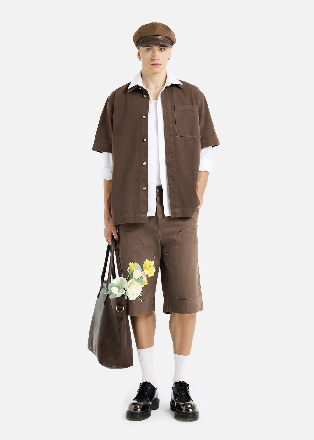 Áo Sơ Mi Tay Ngắn DurableTex™ Bền Bỉ Boxy Shape Multi Color Jean 003 Nâu Đậm