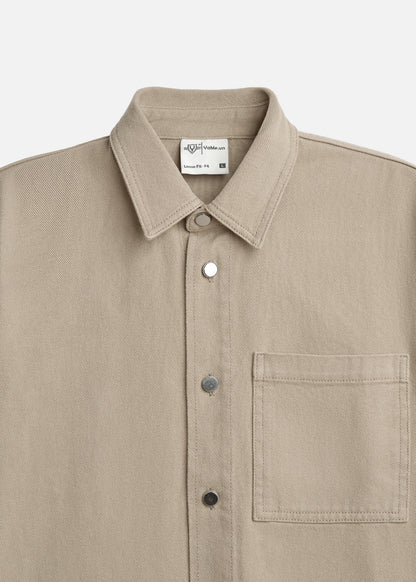 Áo Sơ Mi Tay Ngắn DurableTex™ Bền Bỉ Boxy Shape Multi Color Jean 003 Nâu Nhạt