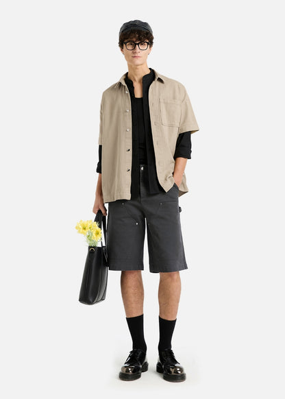 Áo Sơ Mi Tay Ngắn DurableTex™ Bền Bỉ Boxy Shape Multi Color Jean 003 Nâu Nhạt