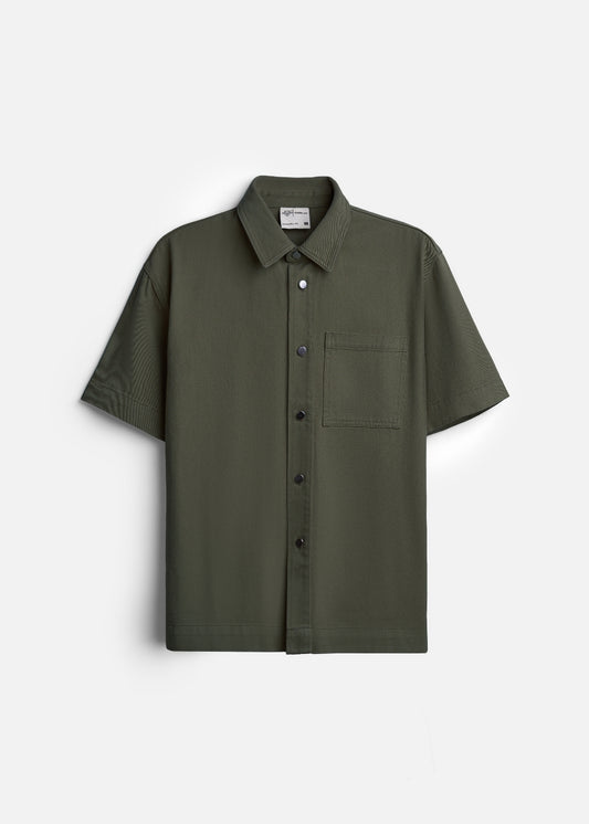 Áo Sơ Mi Tay Ngắn DurableTex™ Bền Bỉ Boxy Shape Multi Color Jean 003 Xanh Lá Đậm