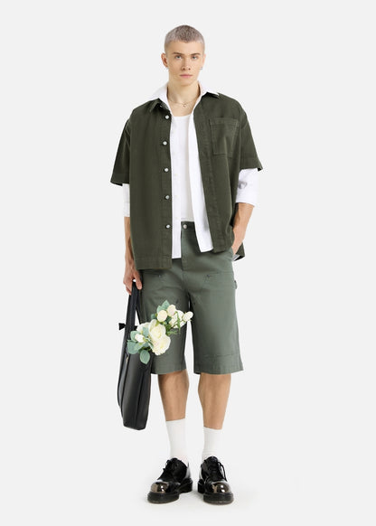 Áo Sơ Mi Tay Ngắn DurableTex™ Bền Bỉ Boxy Shape Multi Color Jean 003 Xanh Lá Đậm