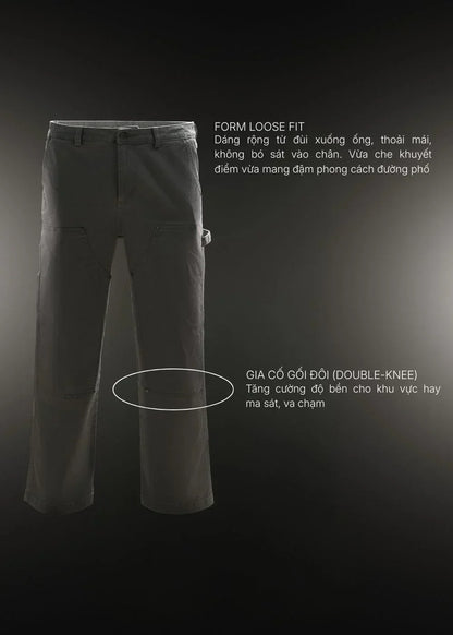 Quần Jean Suông Rộng DurableTex™ Đắp 2 Lớp Chống Rách Gối Siêu Bền Multi Color Jean 012 Màu Đen Dáng Rộng Rãi F4