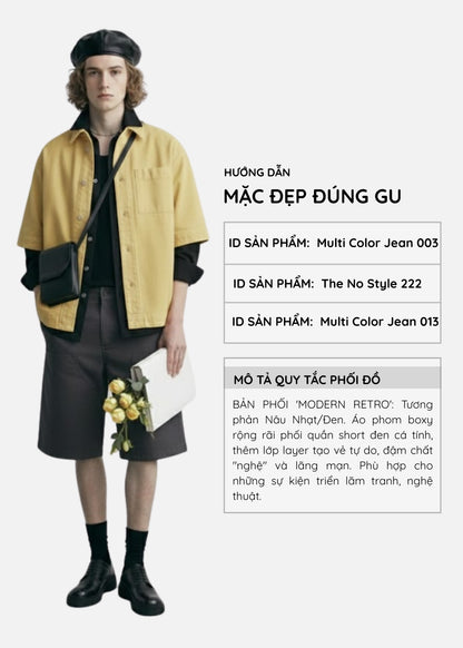 Áo Sơ Mi Tay Ngắn DurableTex™ Bền Bỉ Boxy Shape Multi Color Jean 003 Nâu Nhạt