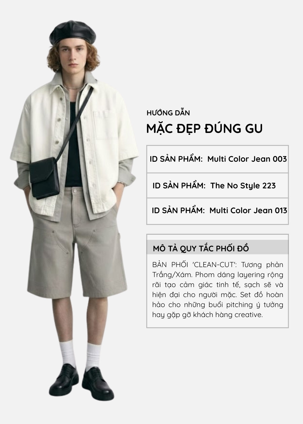 Áo Sơ Mi Tay Ngắn DurableTex™ Bền Bỉ Boxy Shape Multi Color Jean 003 Trắng